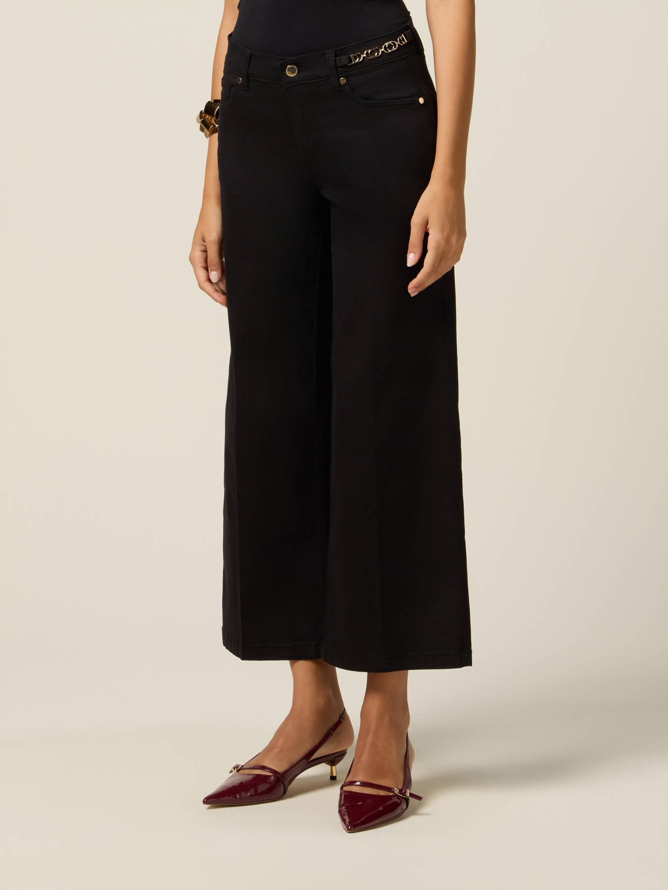 Kick flare pants with chain detail image number 3