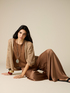 Palazzo pants in viscose satin image number 0