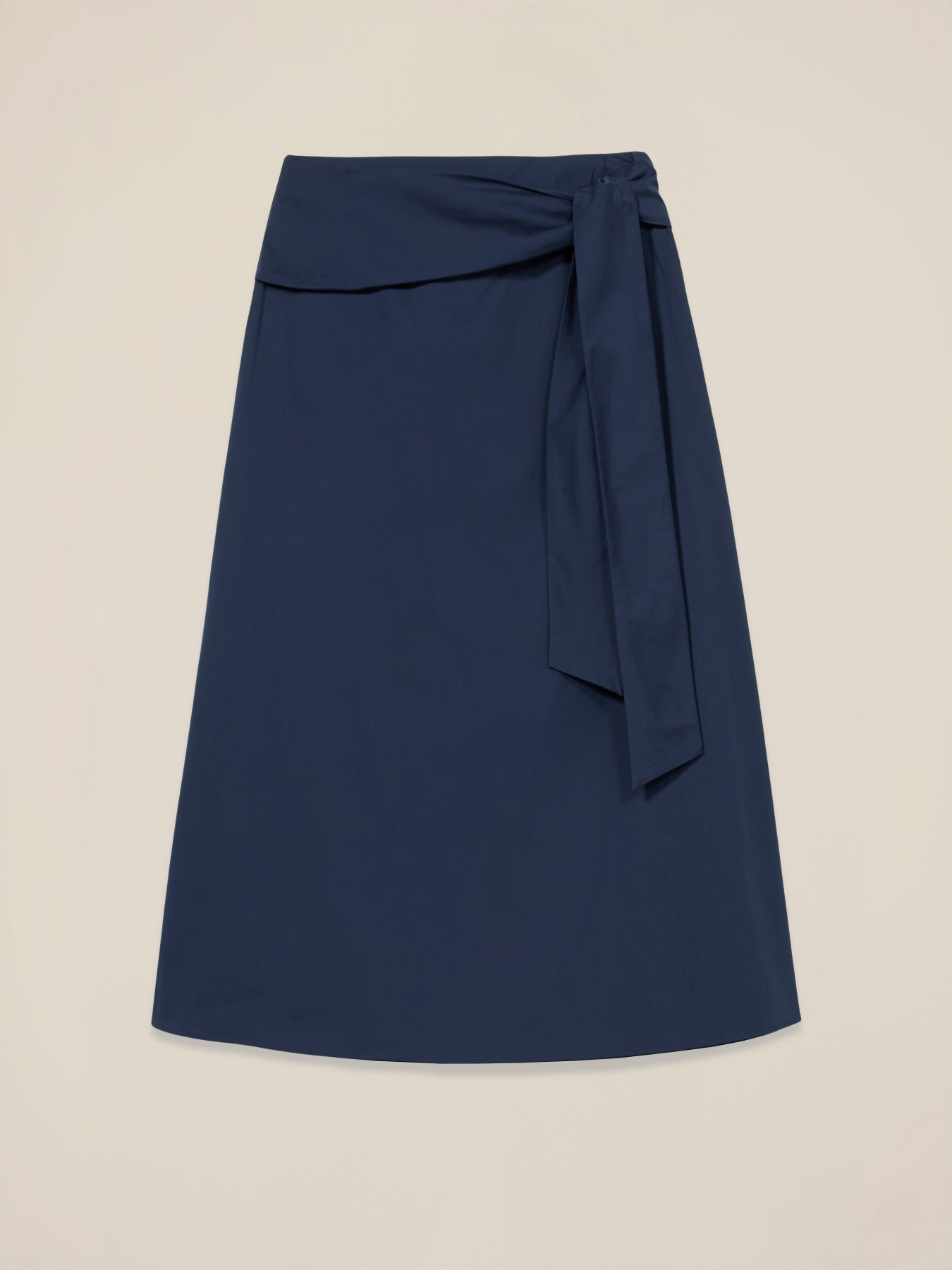 Midi poplin skirt with sash image number 3