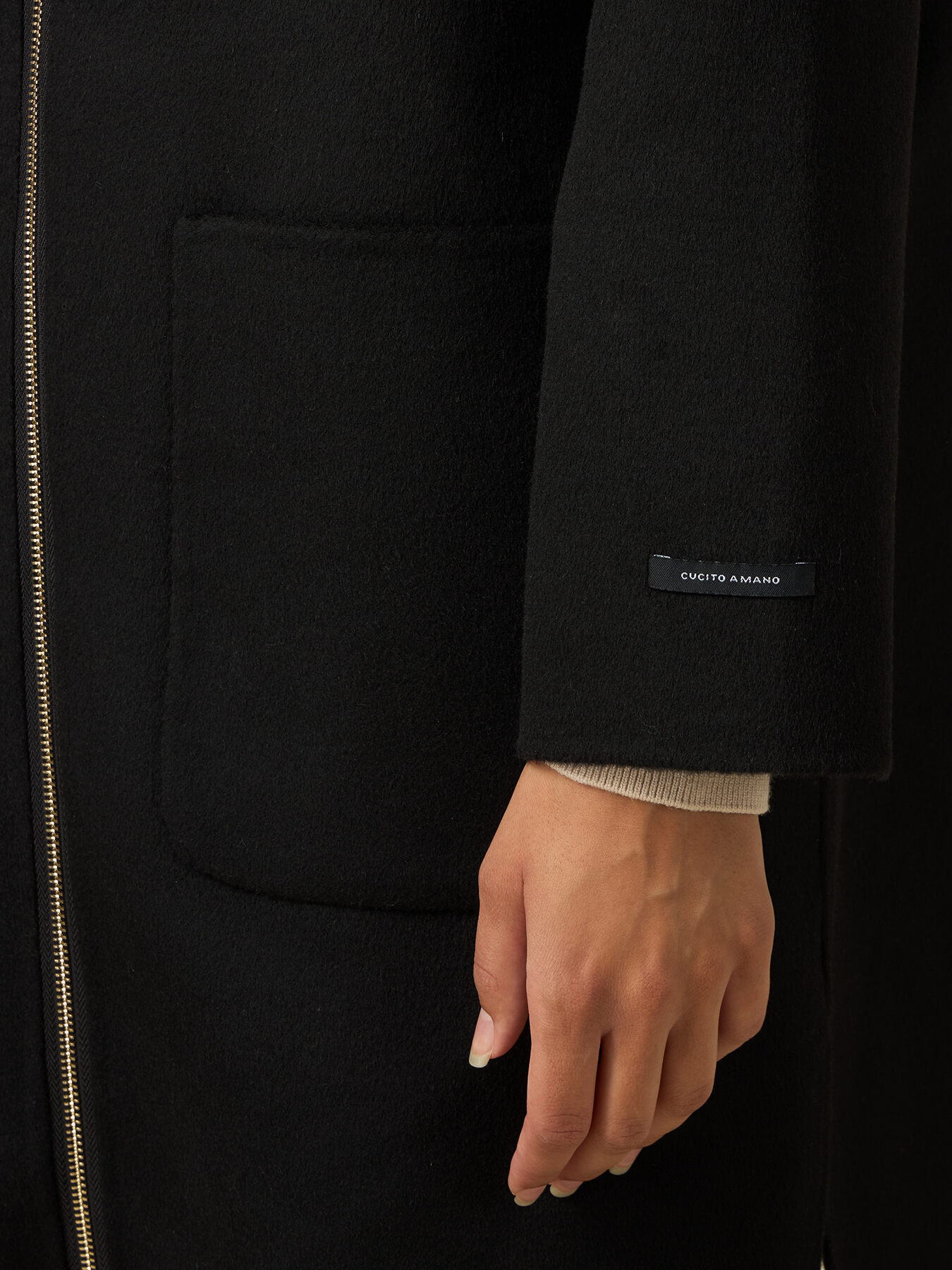 Cloth coat with nylon hood image number 2