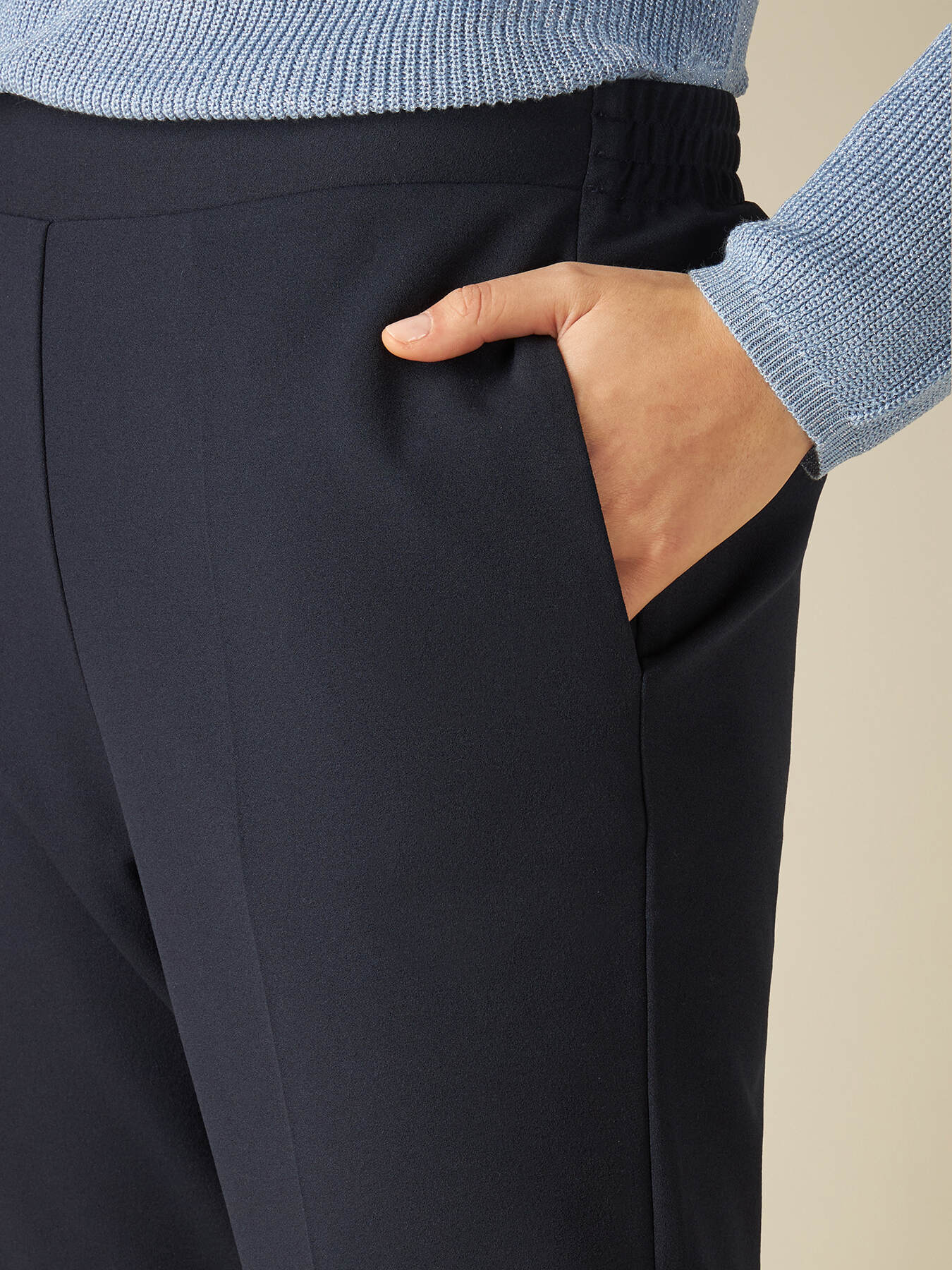 Stretch crepe scuba fabric joggers image number 2