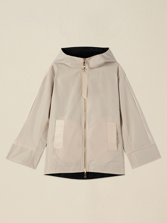 Short reversible hooded parka