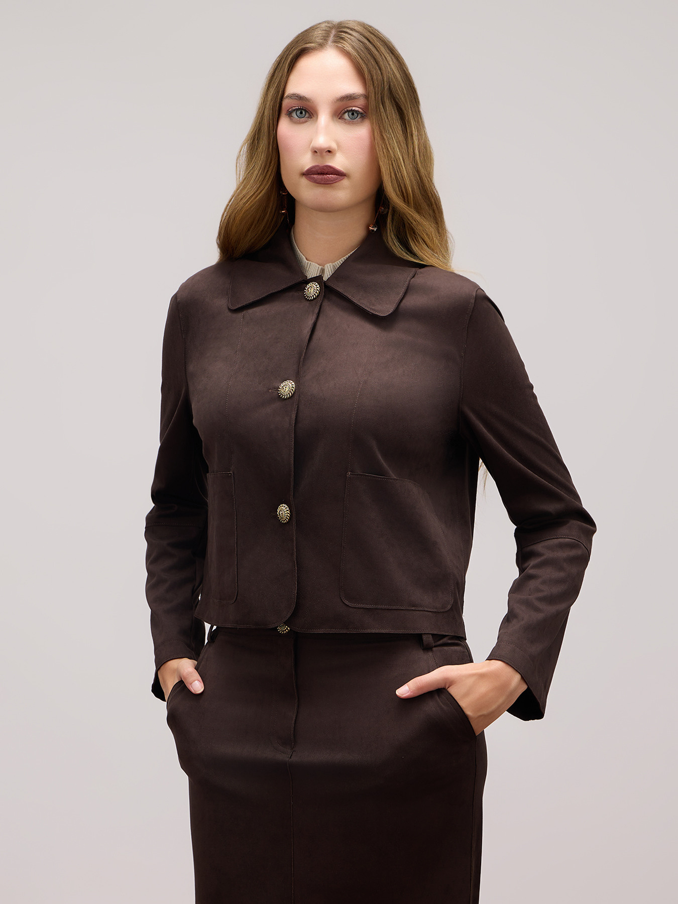 Boxy suede effect jacket image number 1