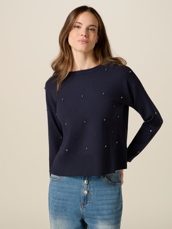 Pull en m&eacute;lange viscose avec cristaux