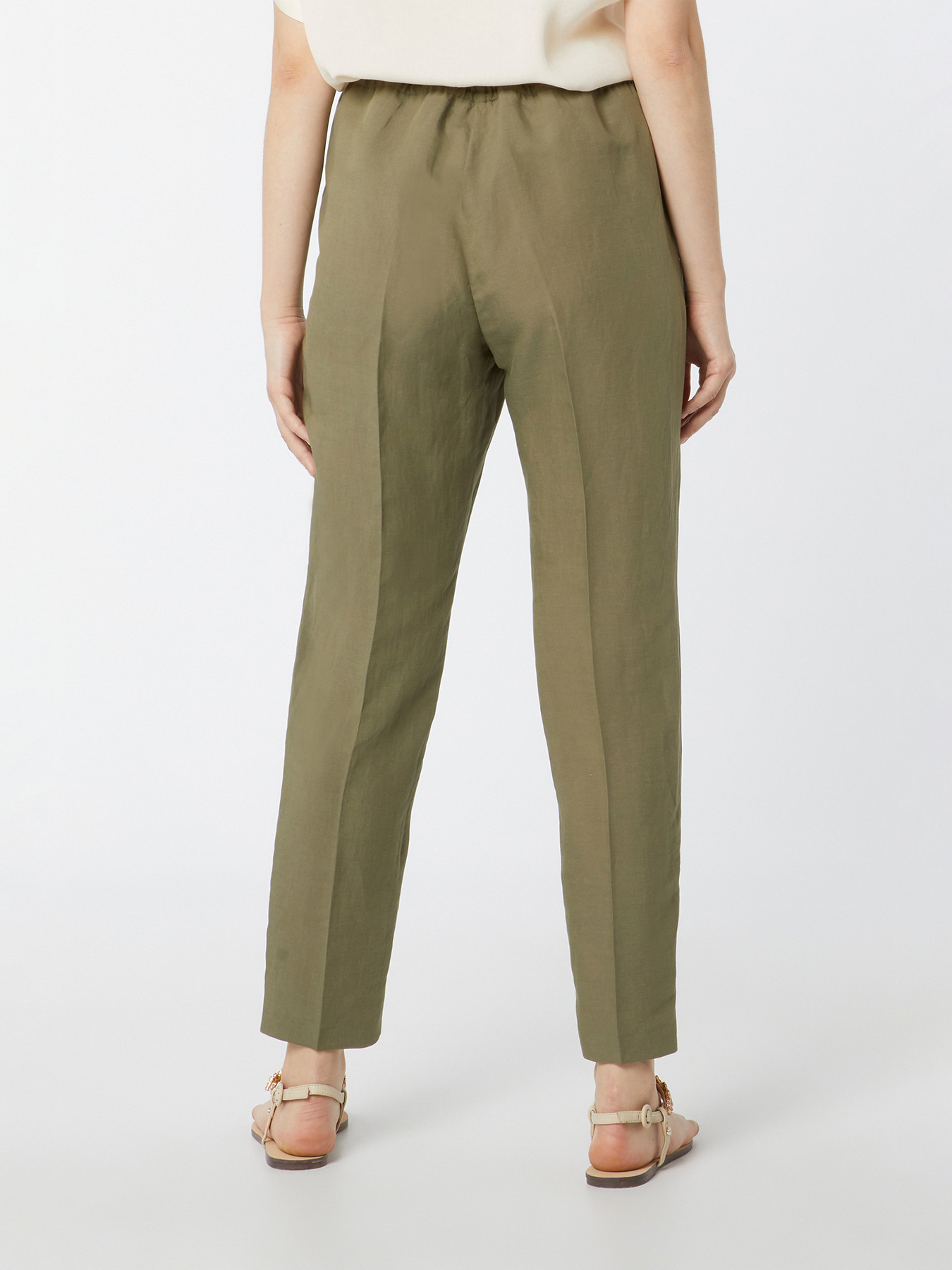 Pantaloni joggers misto lino image number 1