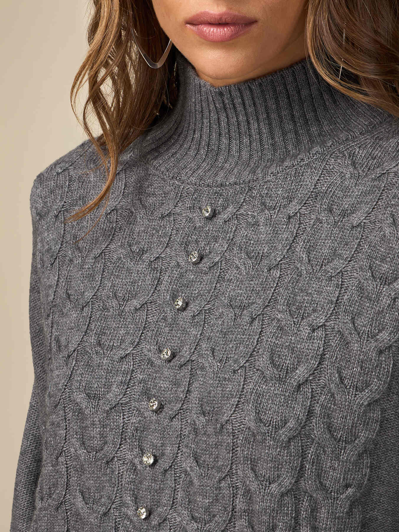 Cable pattern and gem stone sweater image number 2