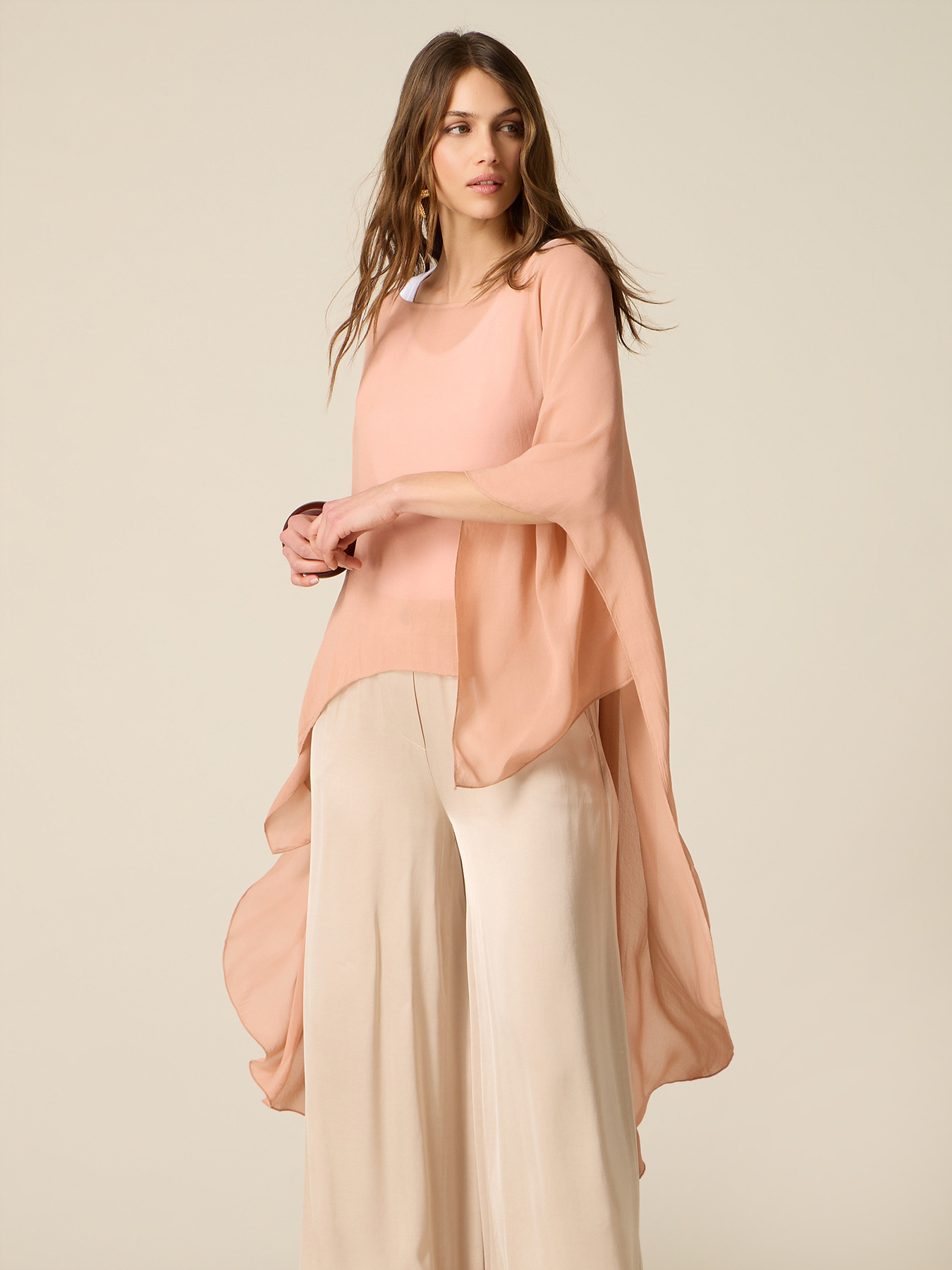 Poncho din cr&ecirc;pe de chine de viscoză image number 0