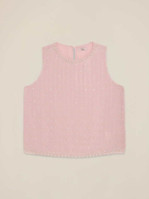 Georgette top with beads and crystals