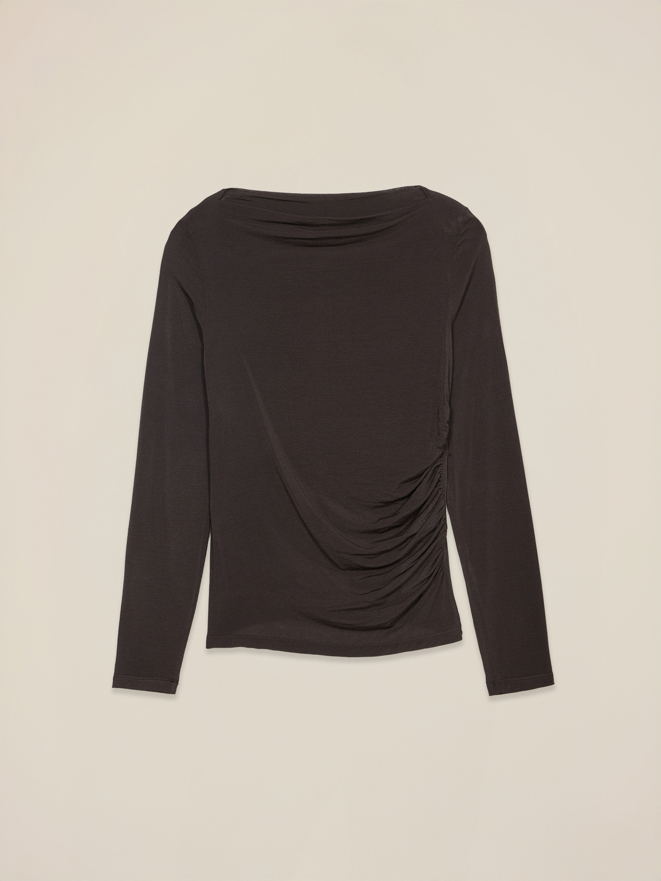 T-shirt misto cashmere con drappeggio image number 0