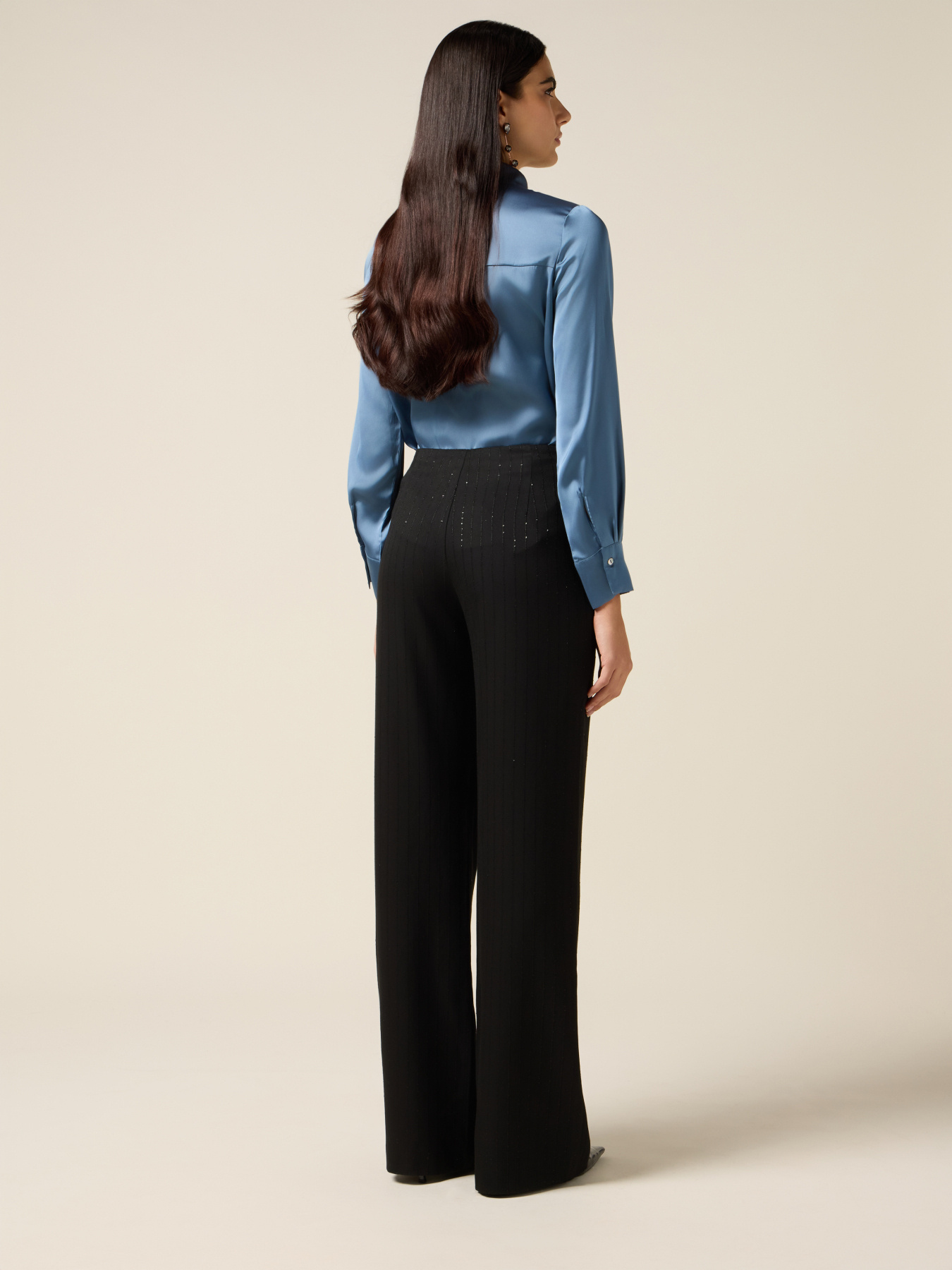Palazzo pants with sequin embroidery image number 1