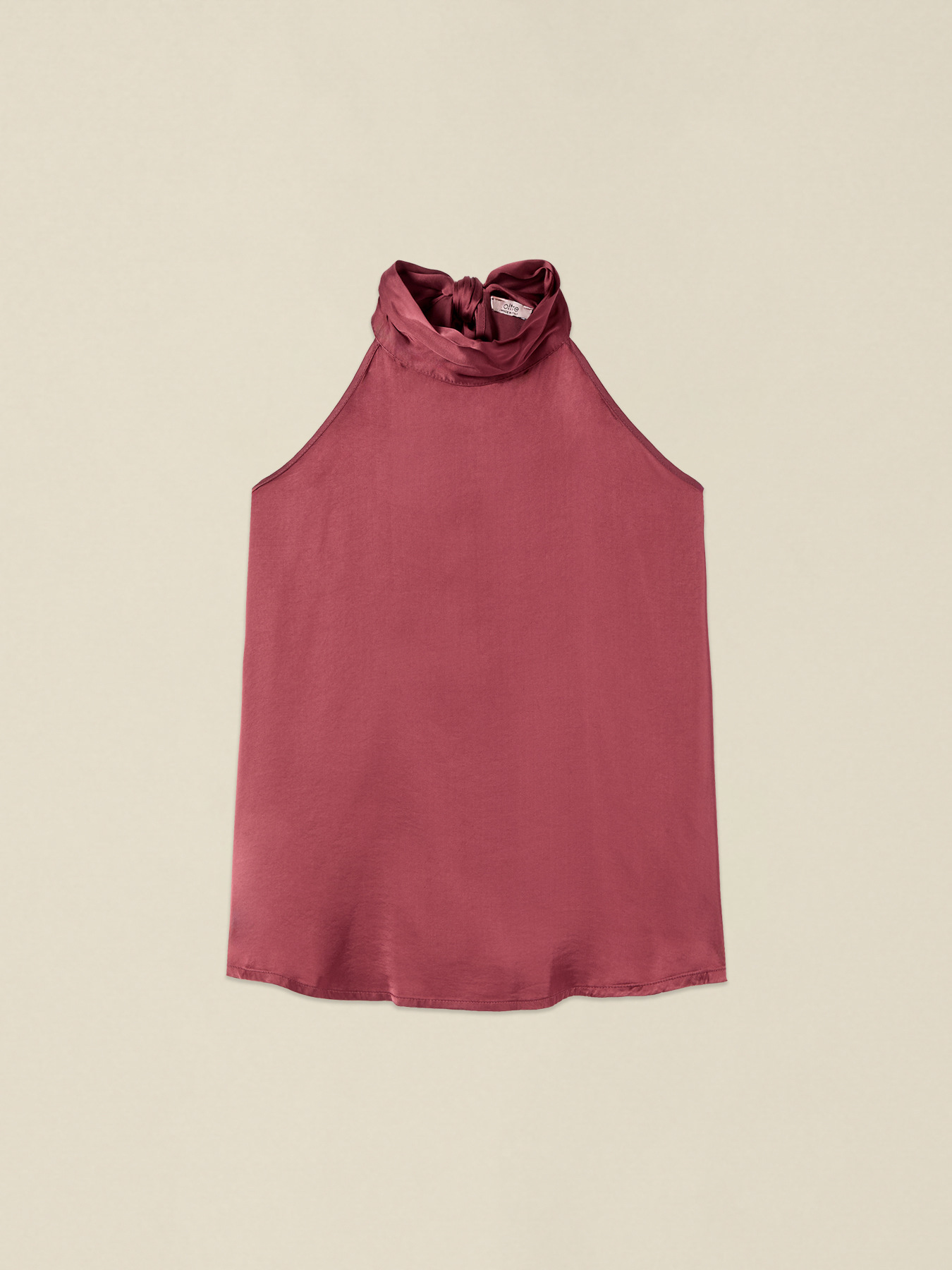 Halter neck top in viscose satin image number 3