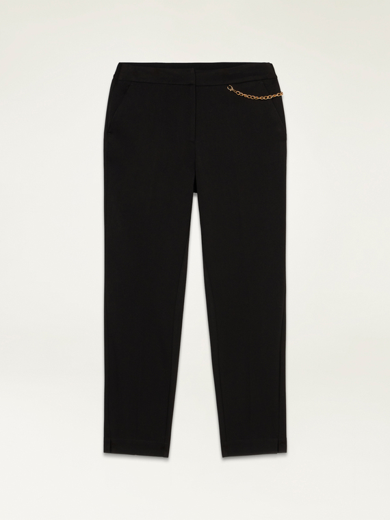 Stovepipe trousers with chain