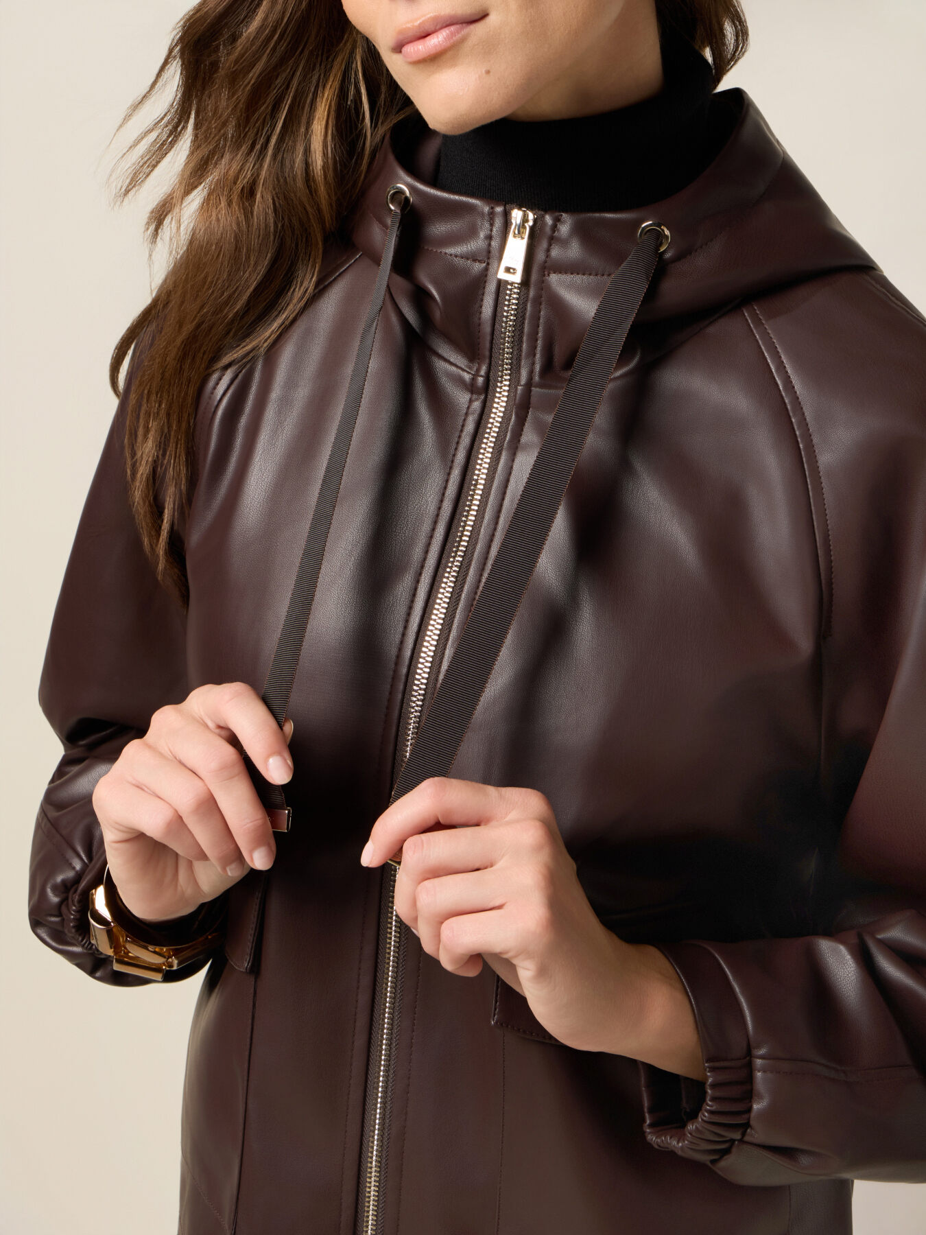 Short jacket with hood and zip image number 2