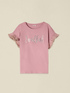 T-shirt in cotone con cristalli e rouches image number 3