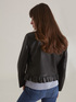 Short leather-effect jacket with ruffle image number 1