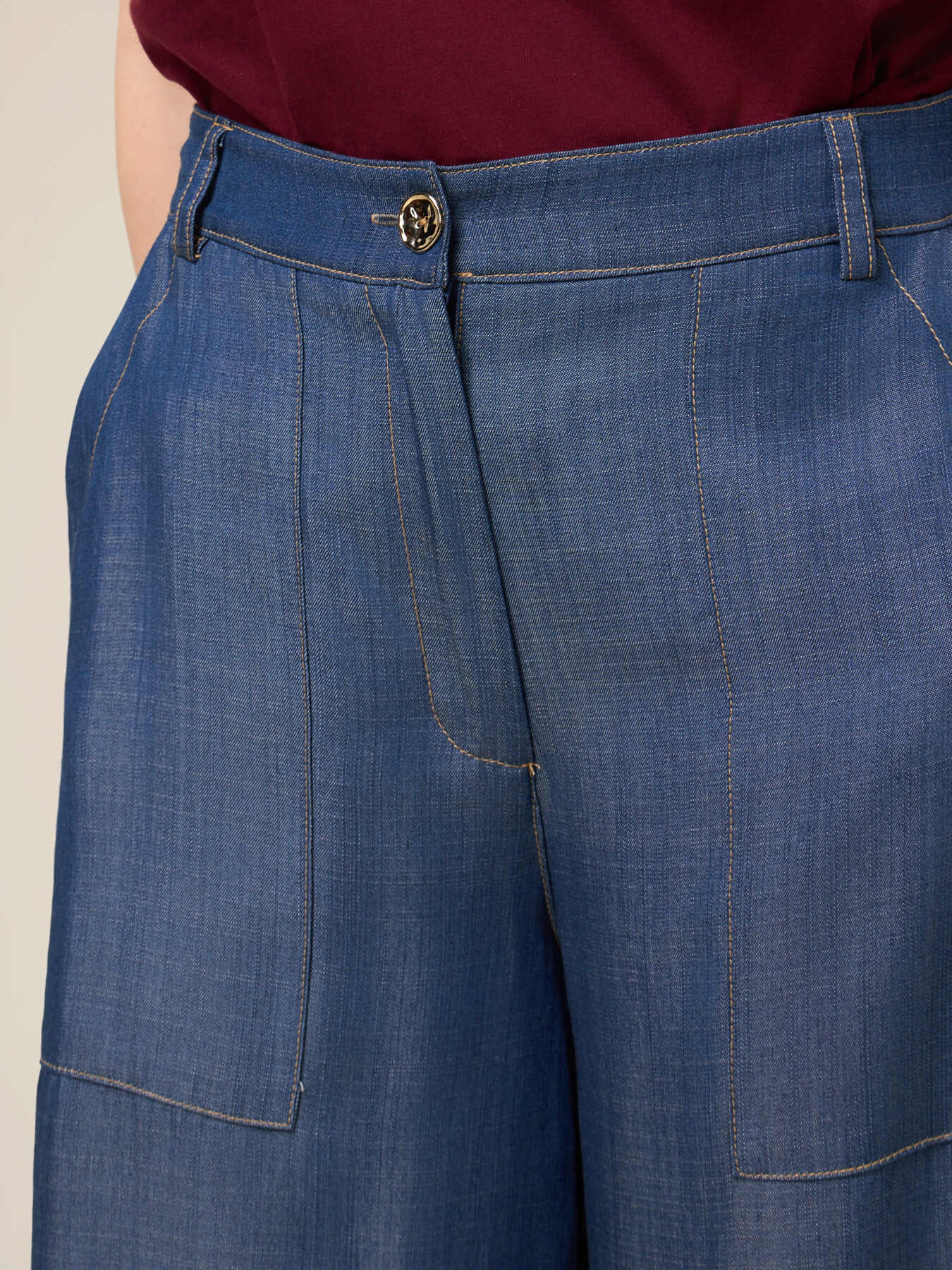 Palazzo-Jeans aus Tencel-Satin image number 2