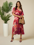 Patterned satin midi dress image number 3
