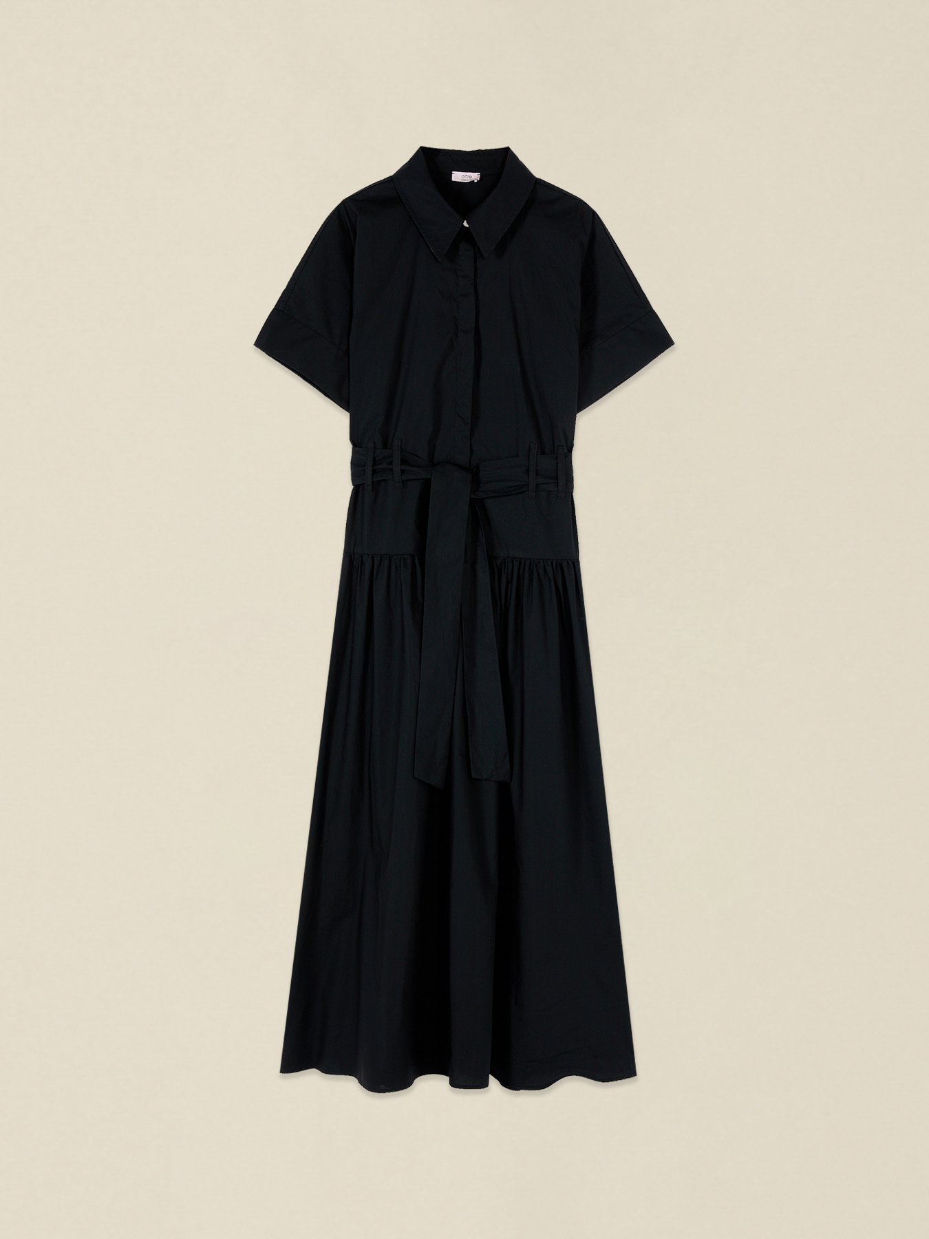 Poplin shirtdress with sash belt image number 3