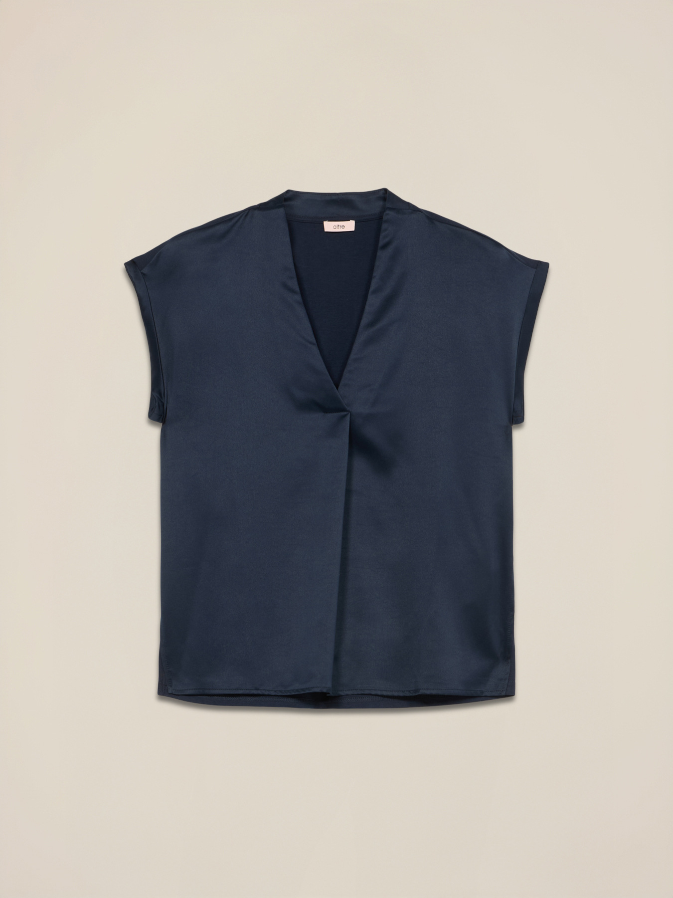 T-shirt bimaterica scollo a V image number 3