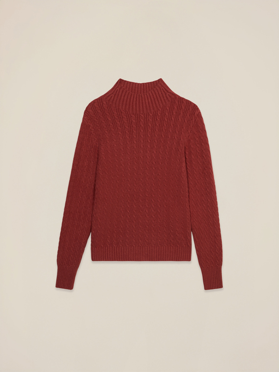 Turtleneck sweater with cable knit
