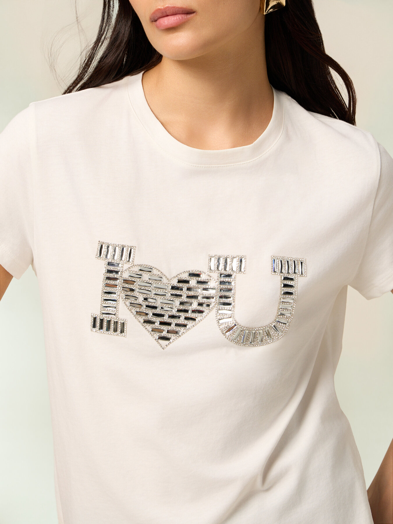 Tricou din jerseu cu aplicație bijuterie image number 2