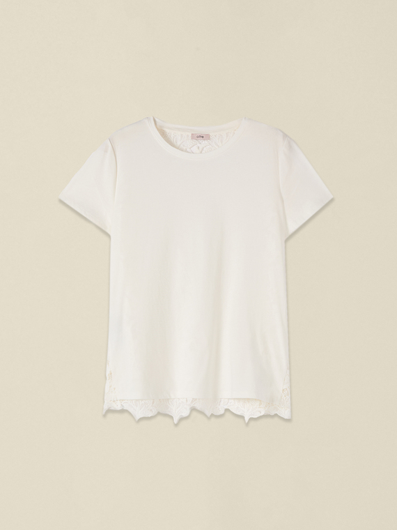 T-shirt with lace back panel