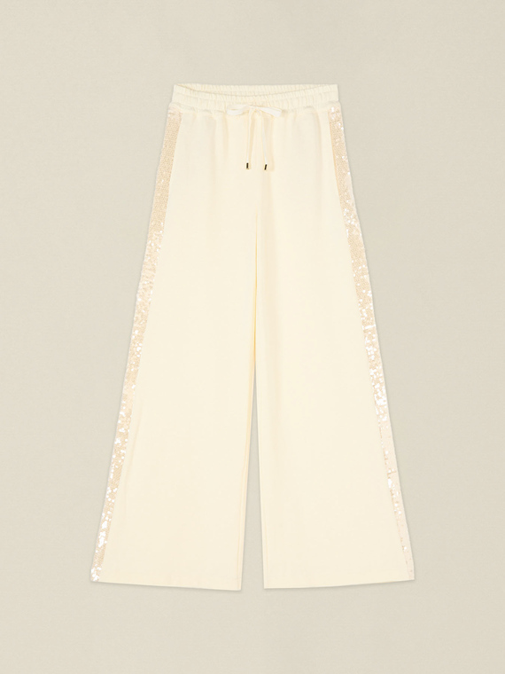 Pantaloni palazzo in felpa con paillettes