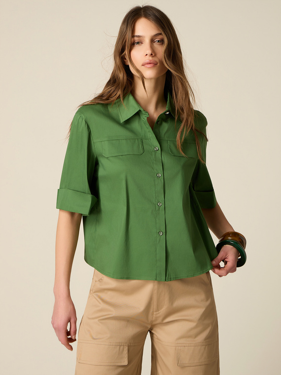 Camicia in popeline con tasche