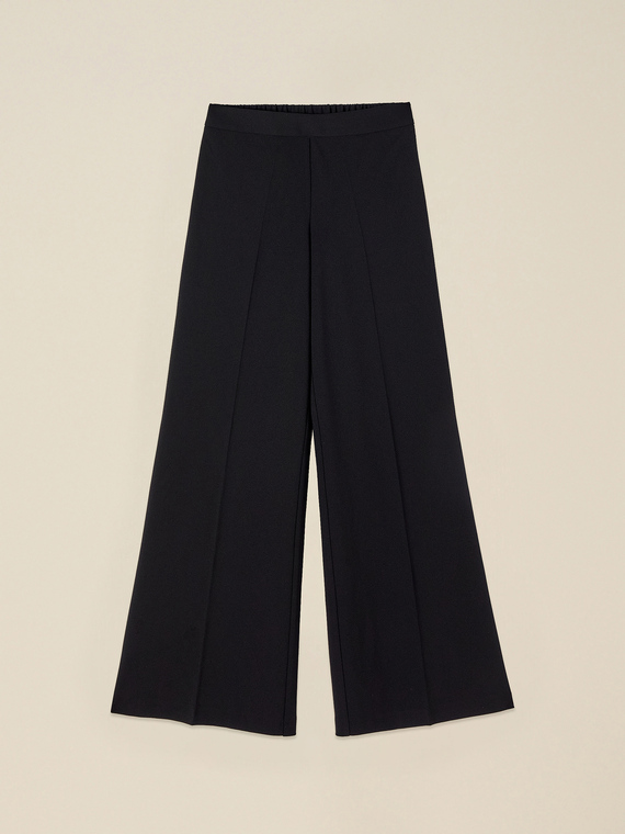 Wide-leg palazzo pants in crepe fabric