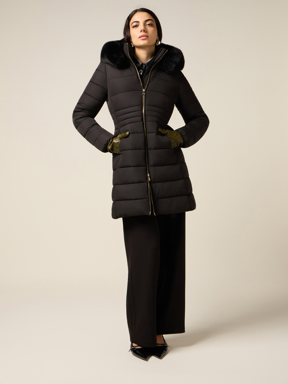 Midi down jacket with hood