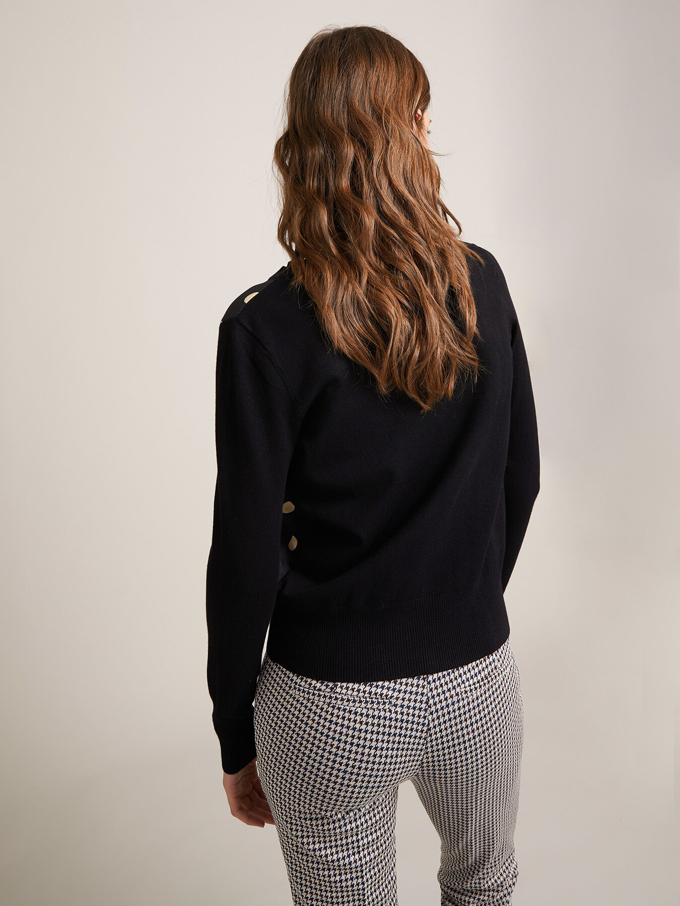 Cardigan bimaterico a pois image number 1