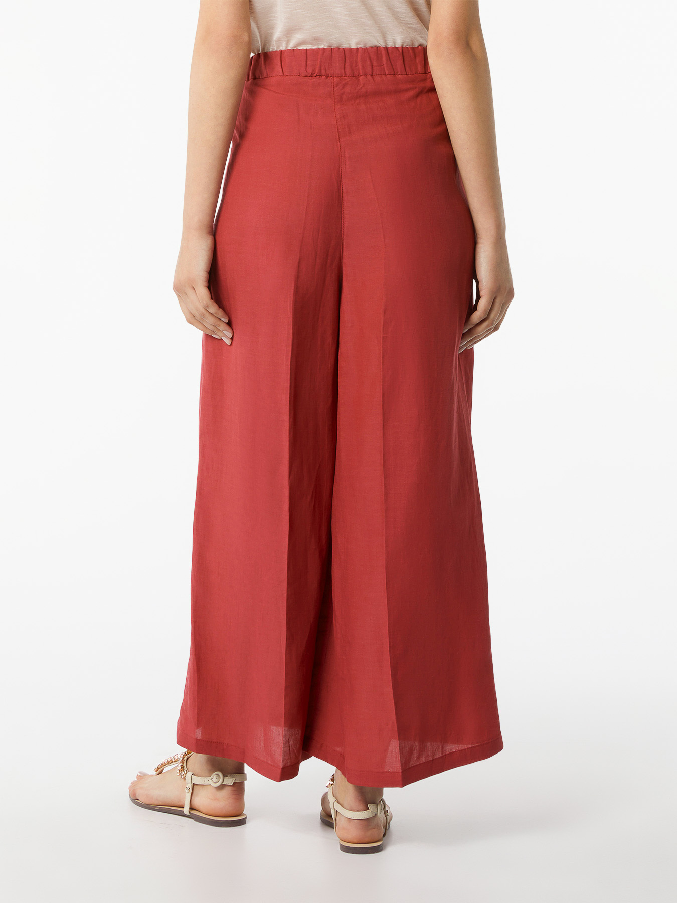 Pantaloni cropped misto lino image number 1