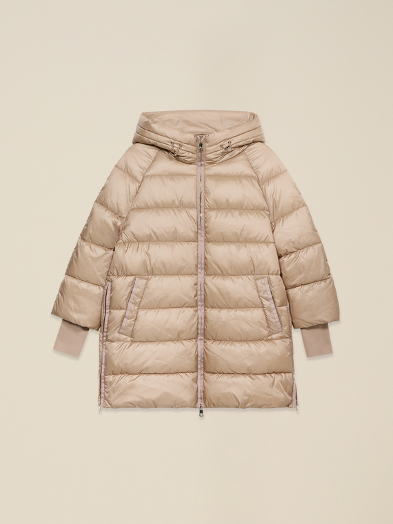 Midi down jacket with hood
