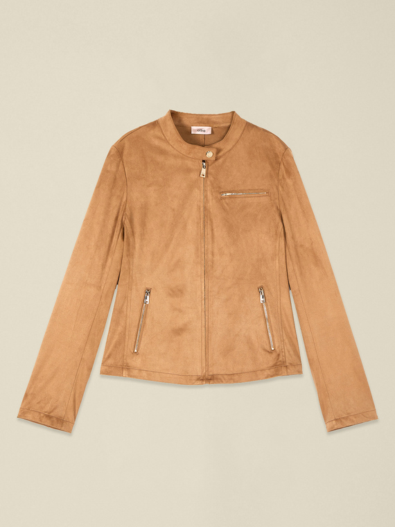 Jacket with zip and mandarin collar