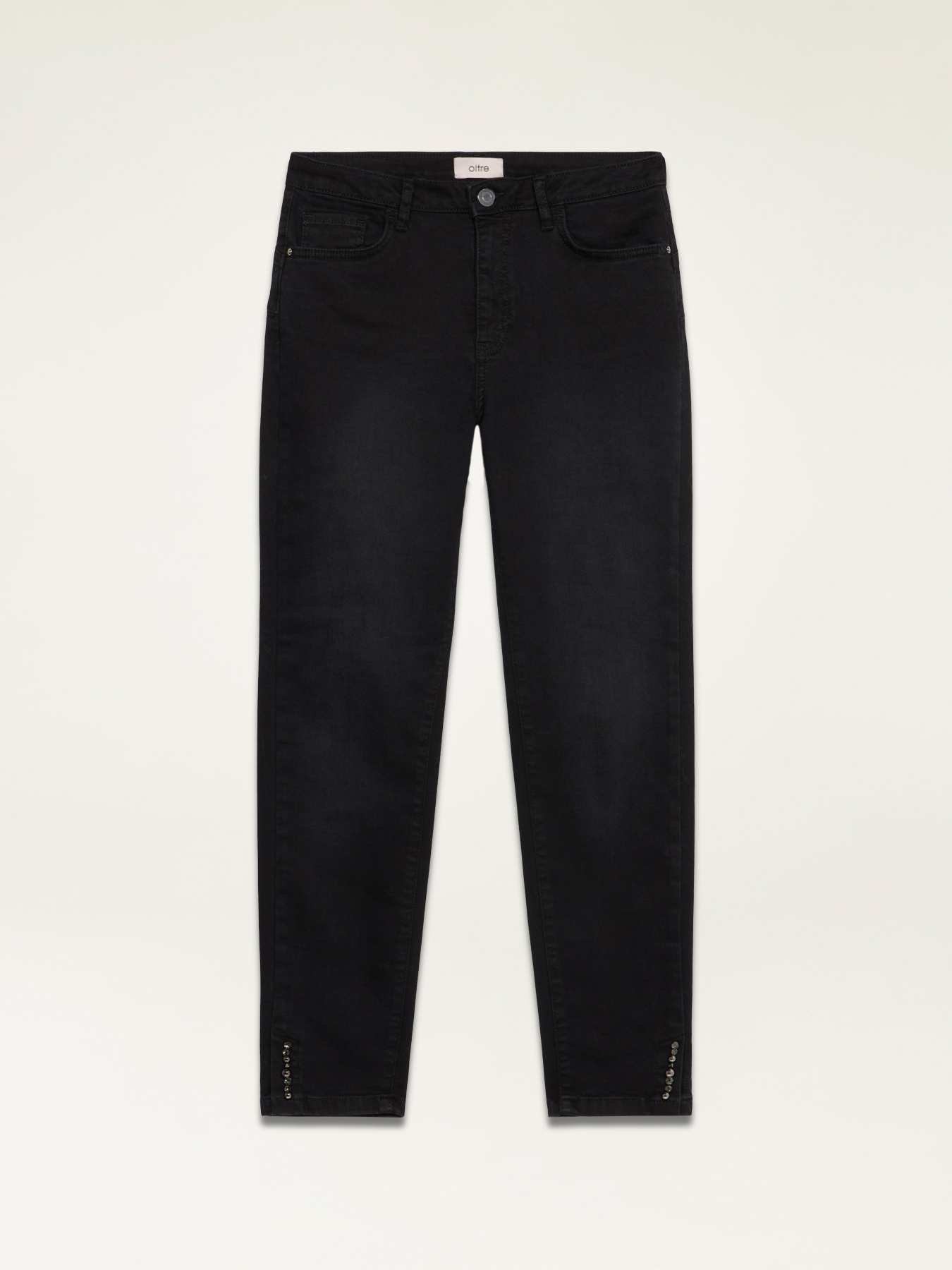 Vaqueros skinny negro con bordado joya image number 4