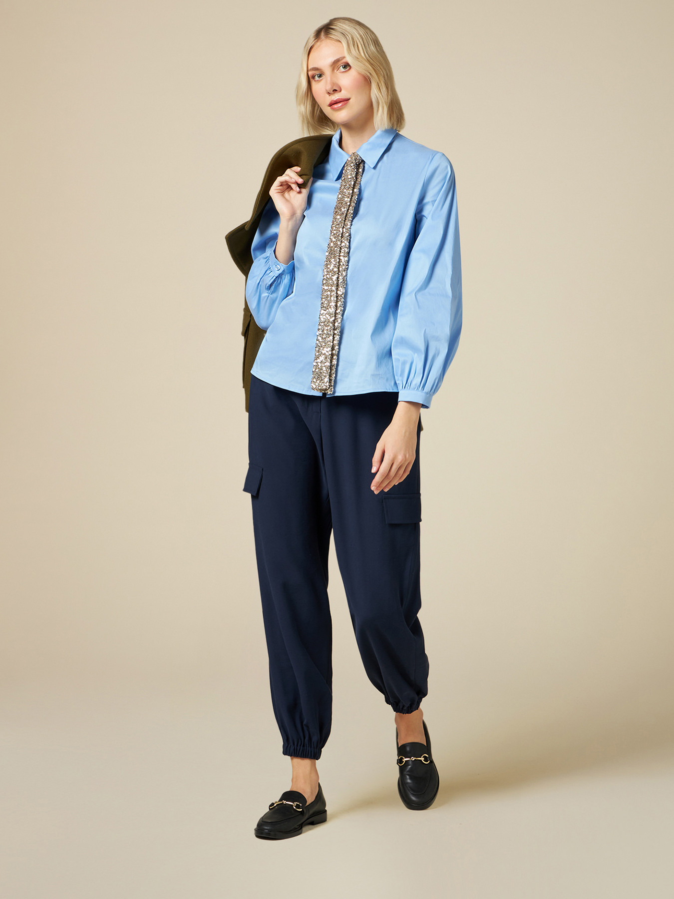 Shirt with sequined scarf image number 3