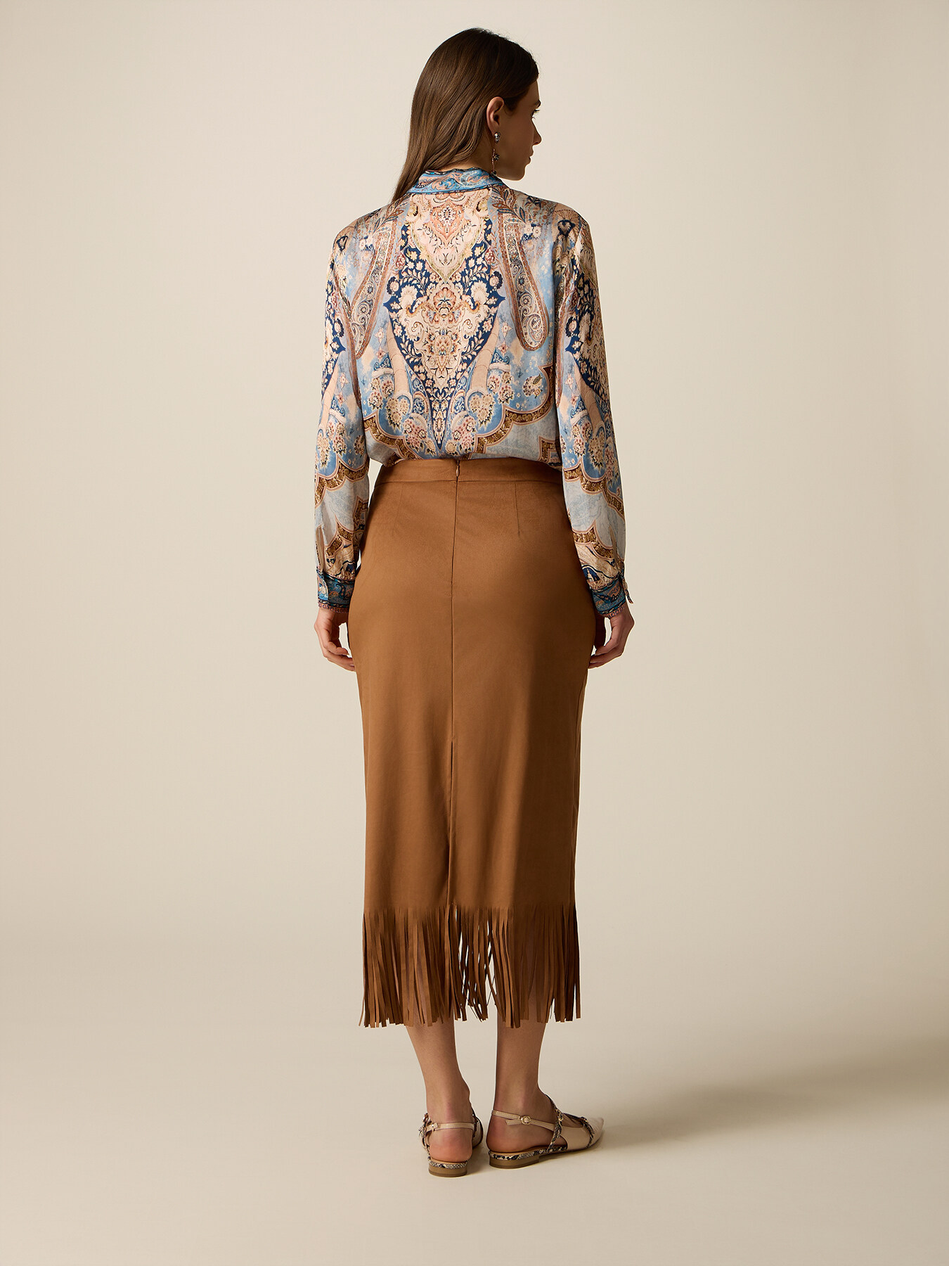 Fustă creion cu franjuri image number 1