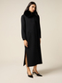 Long mixed wool coat with furry collar image number 0