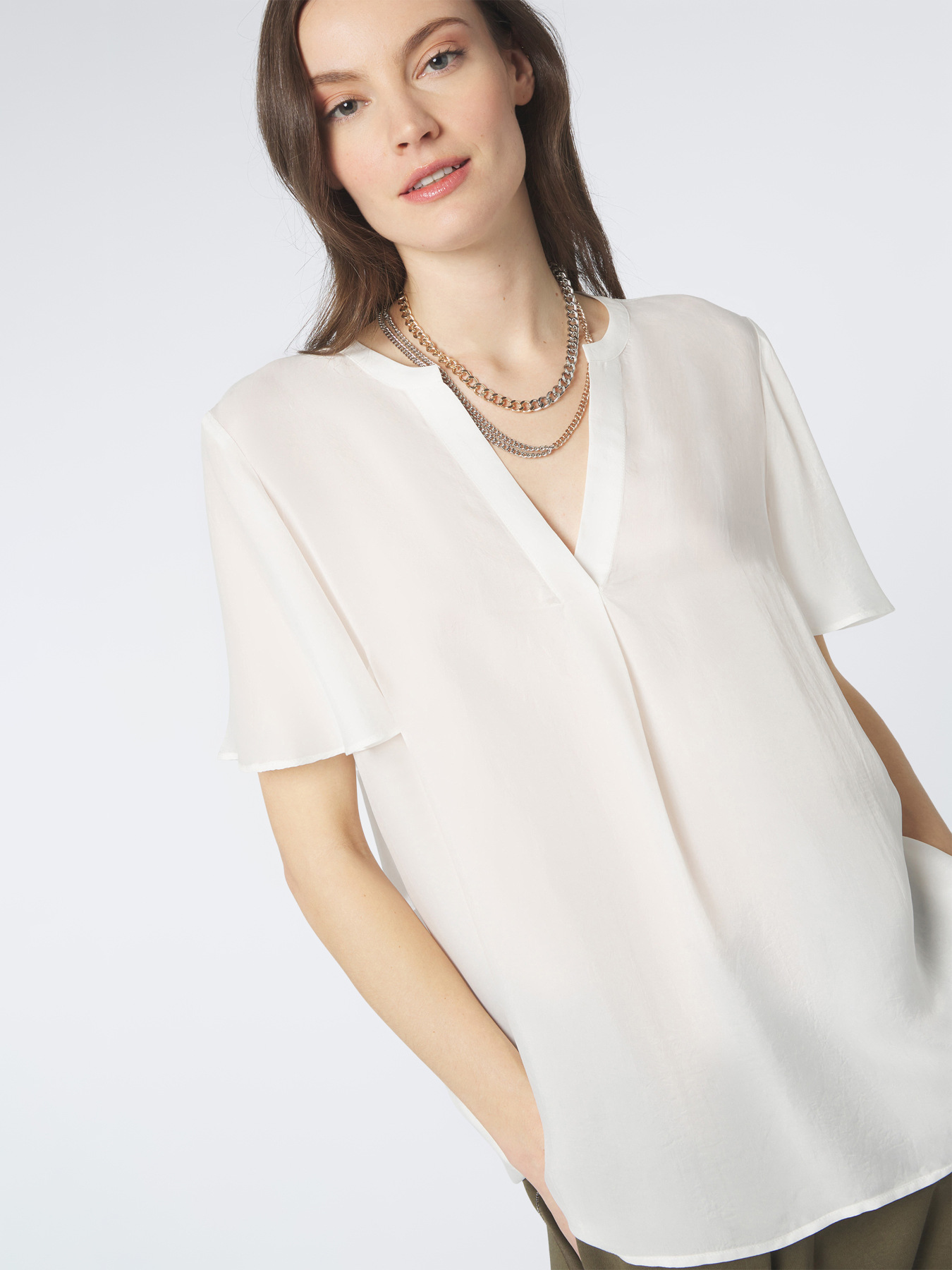 Short-sleeved Cupro blouse image number 2