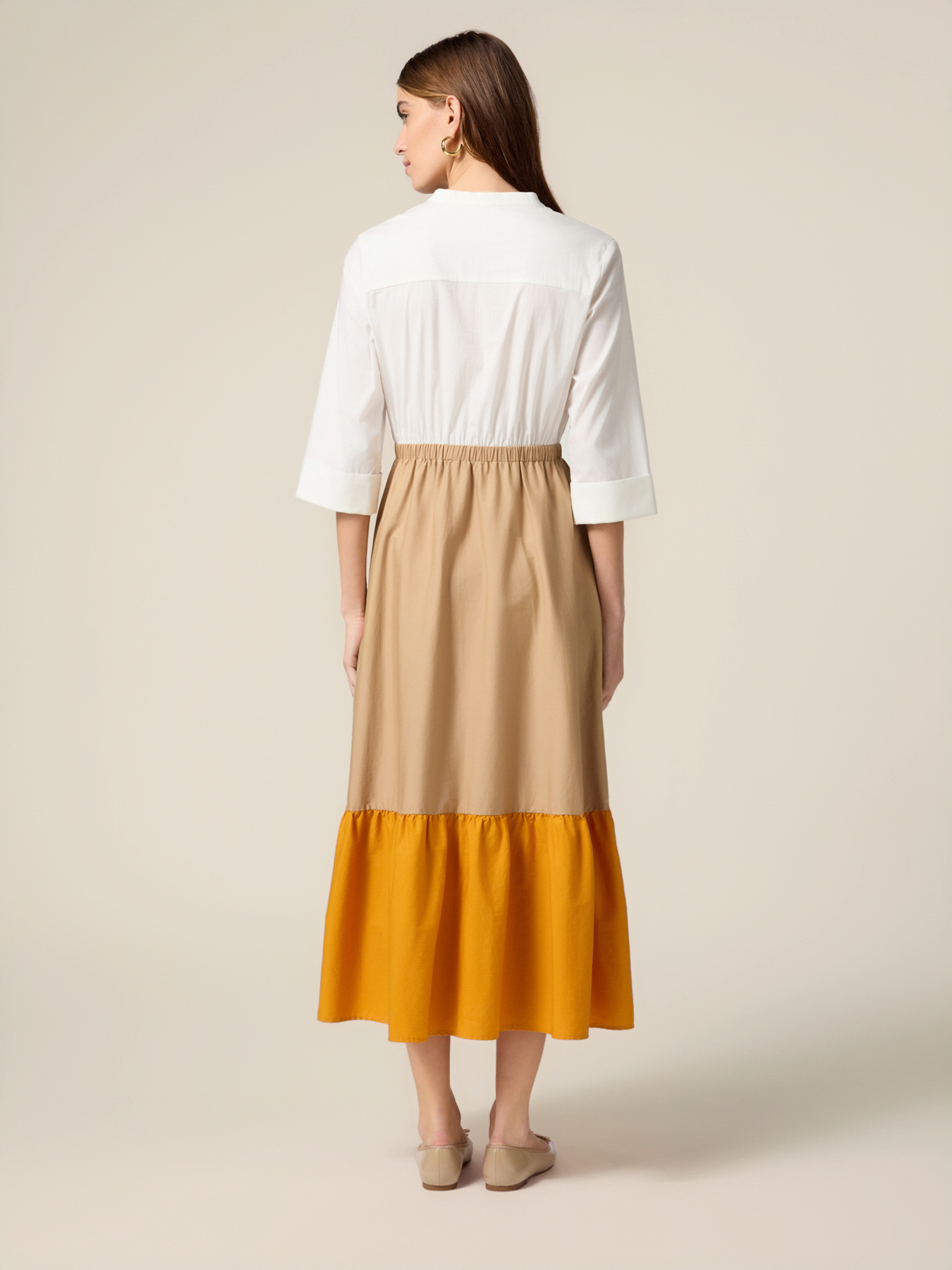 Long color block dress image number 1