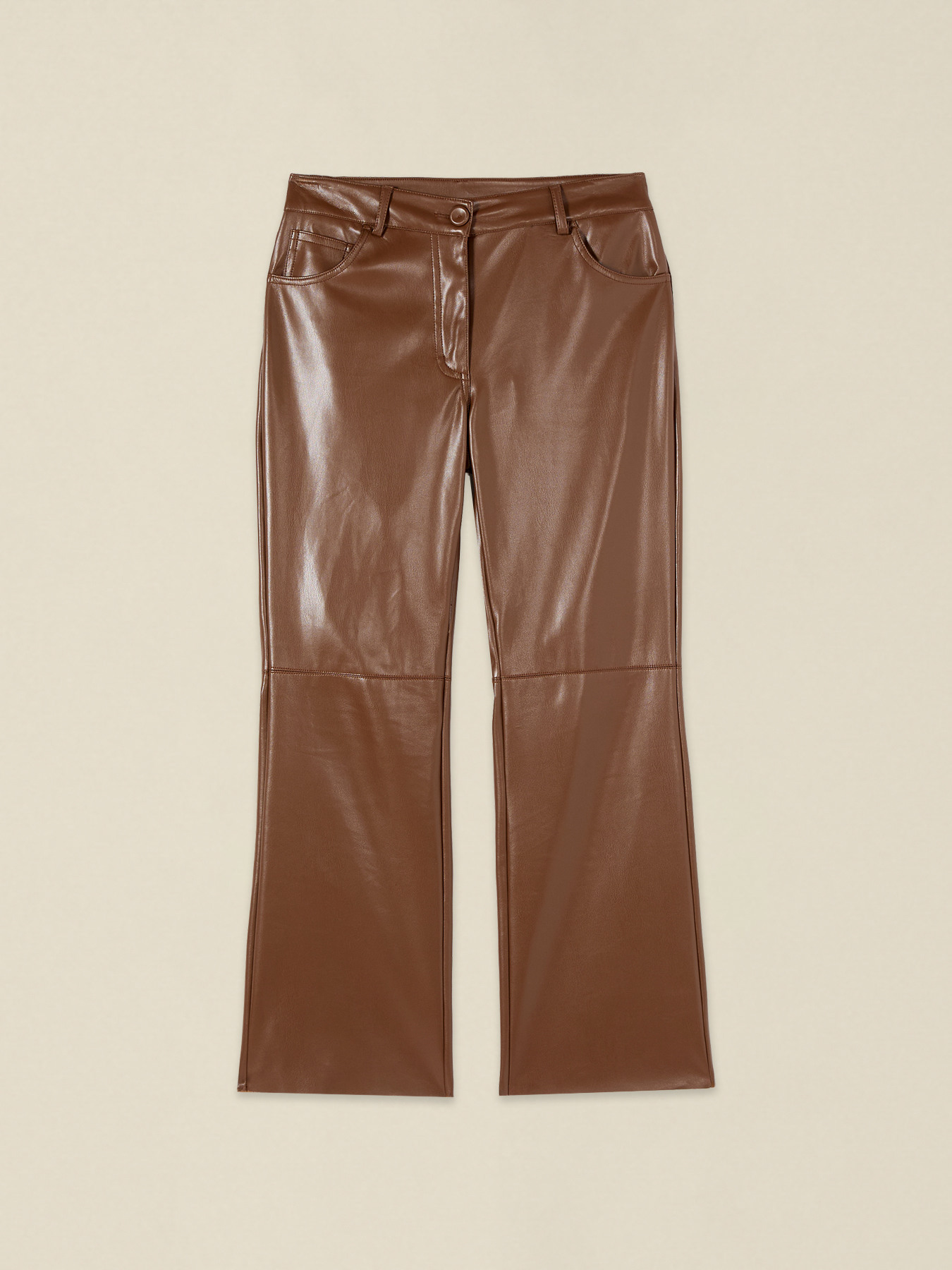 Flare trousers in coated fabric image number 4