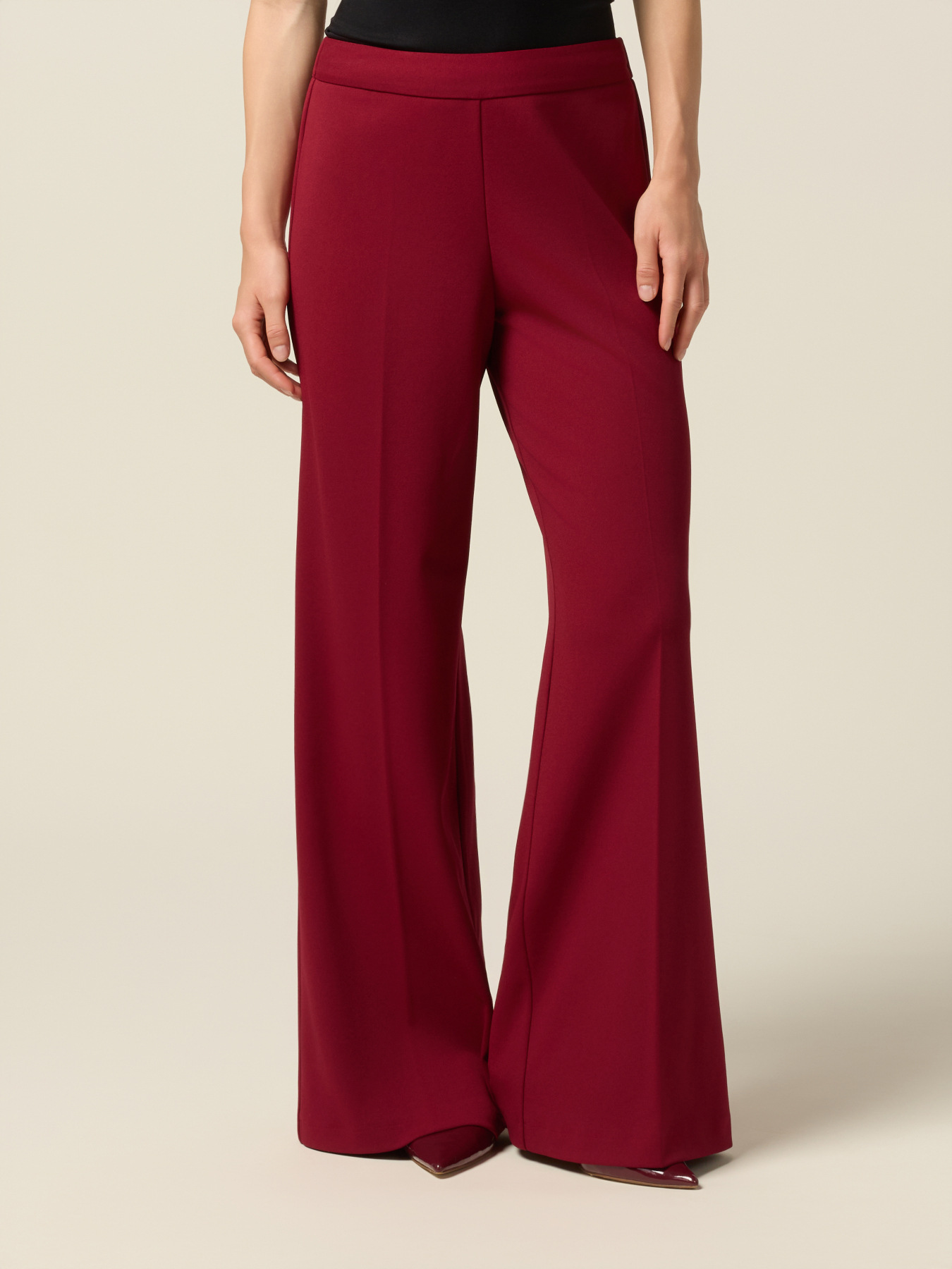 Wide-leg palazzo pants in crepe fabric image number 3