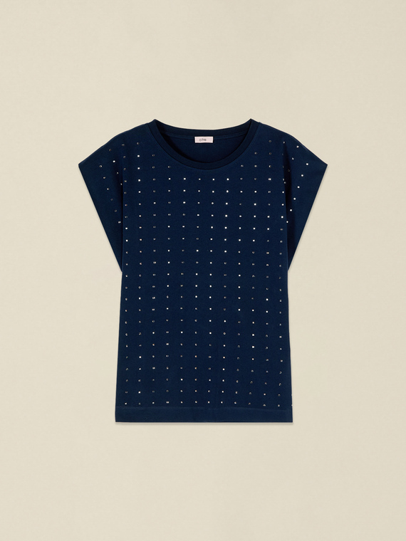Cotton t-shirt with crystals