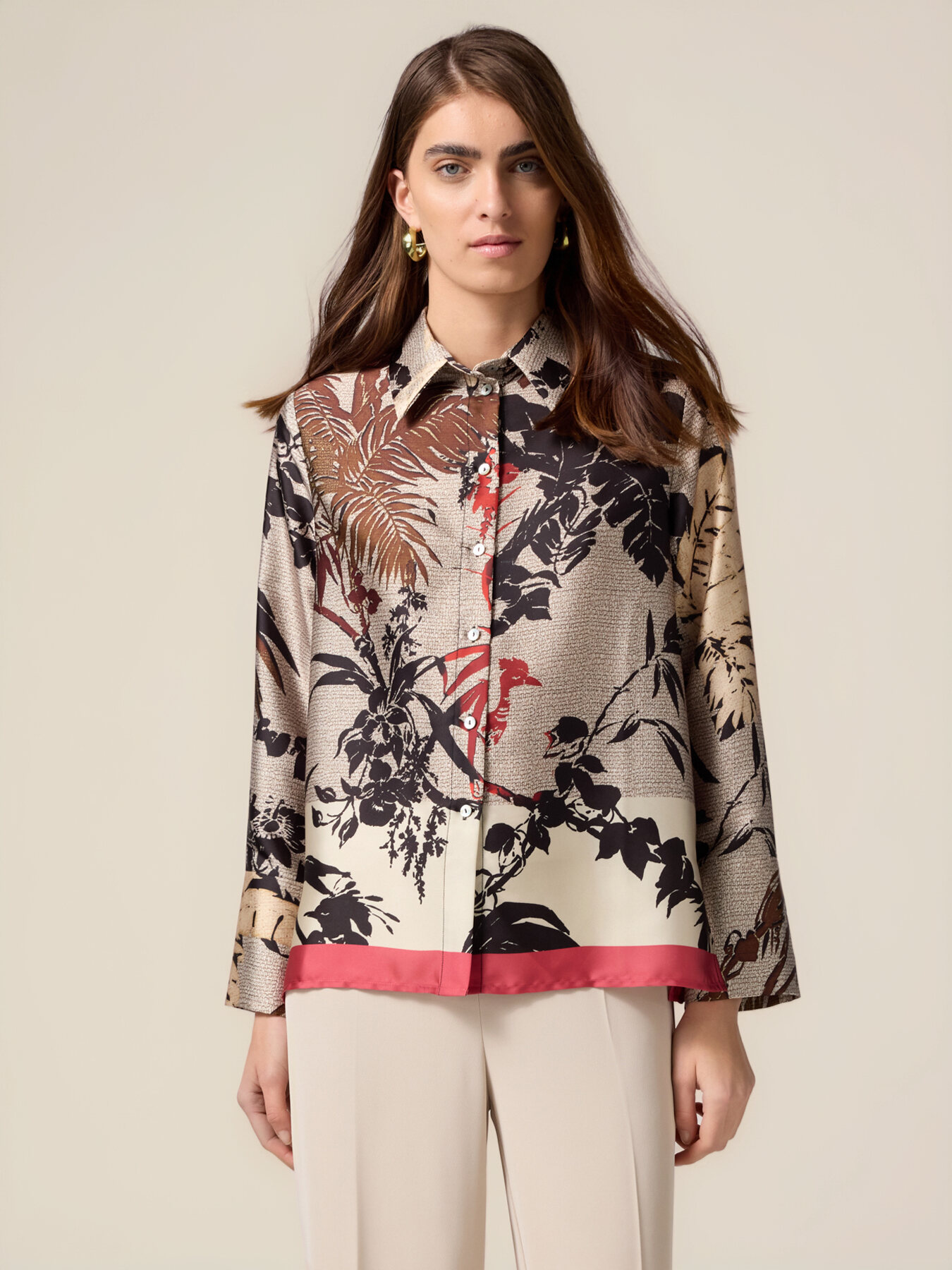 Camicia in raso fantasia image number 0