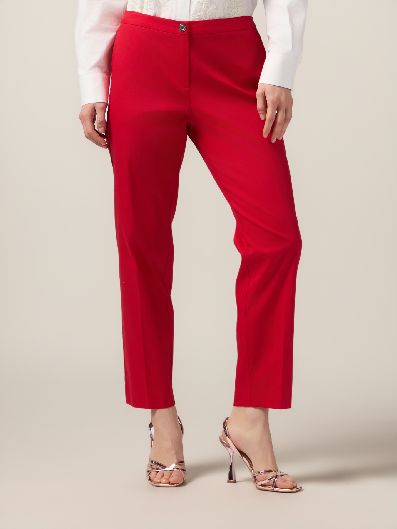 Pantalones chinos de raso de algod&oacute;n image number 3