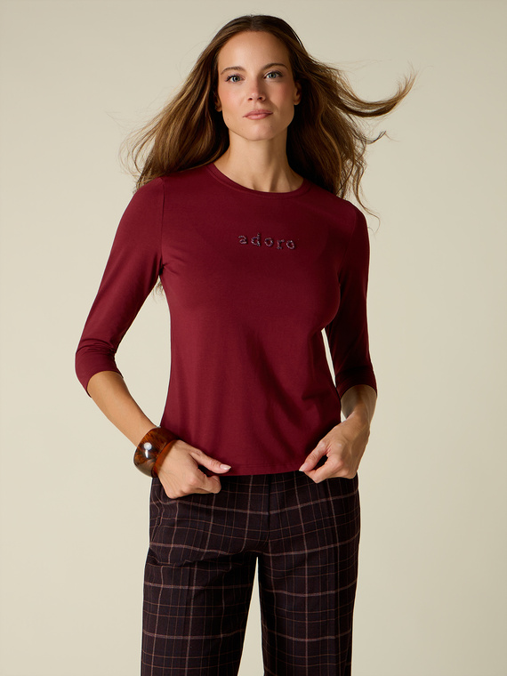 T-shirt with jewel lettering embroidery