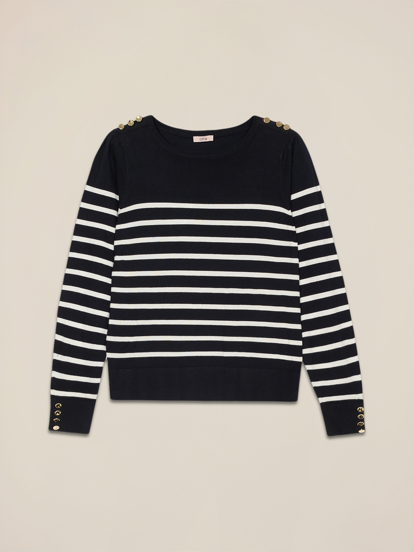 Striped sweater with metal buttons image number 3