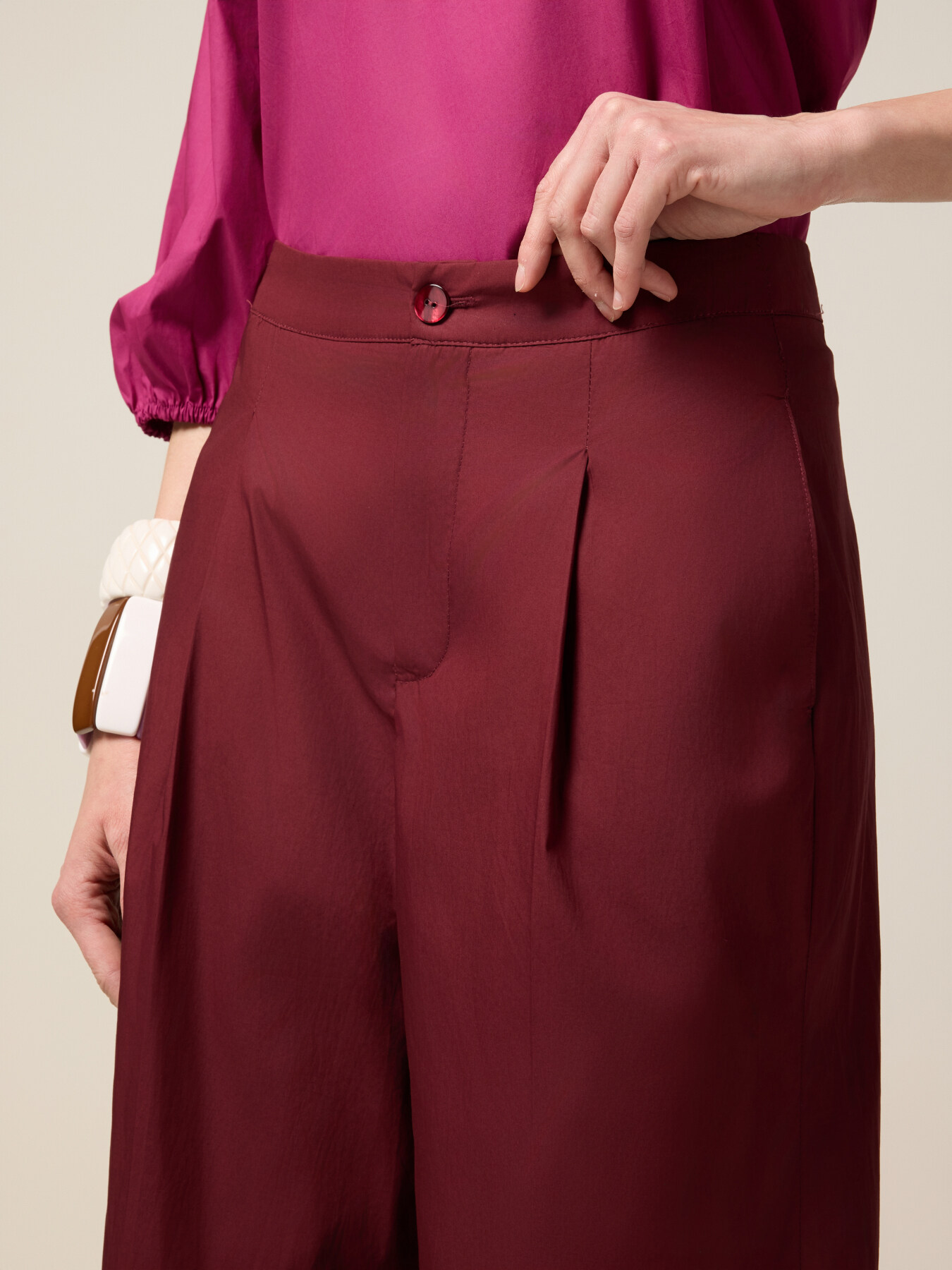 Pantaloni palazzo in popeline image number 2