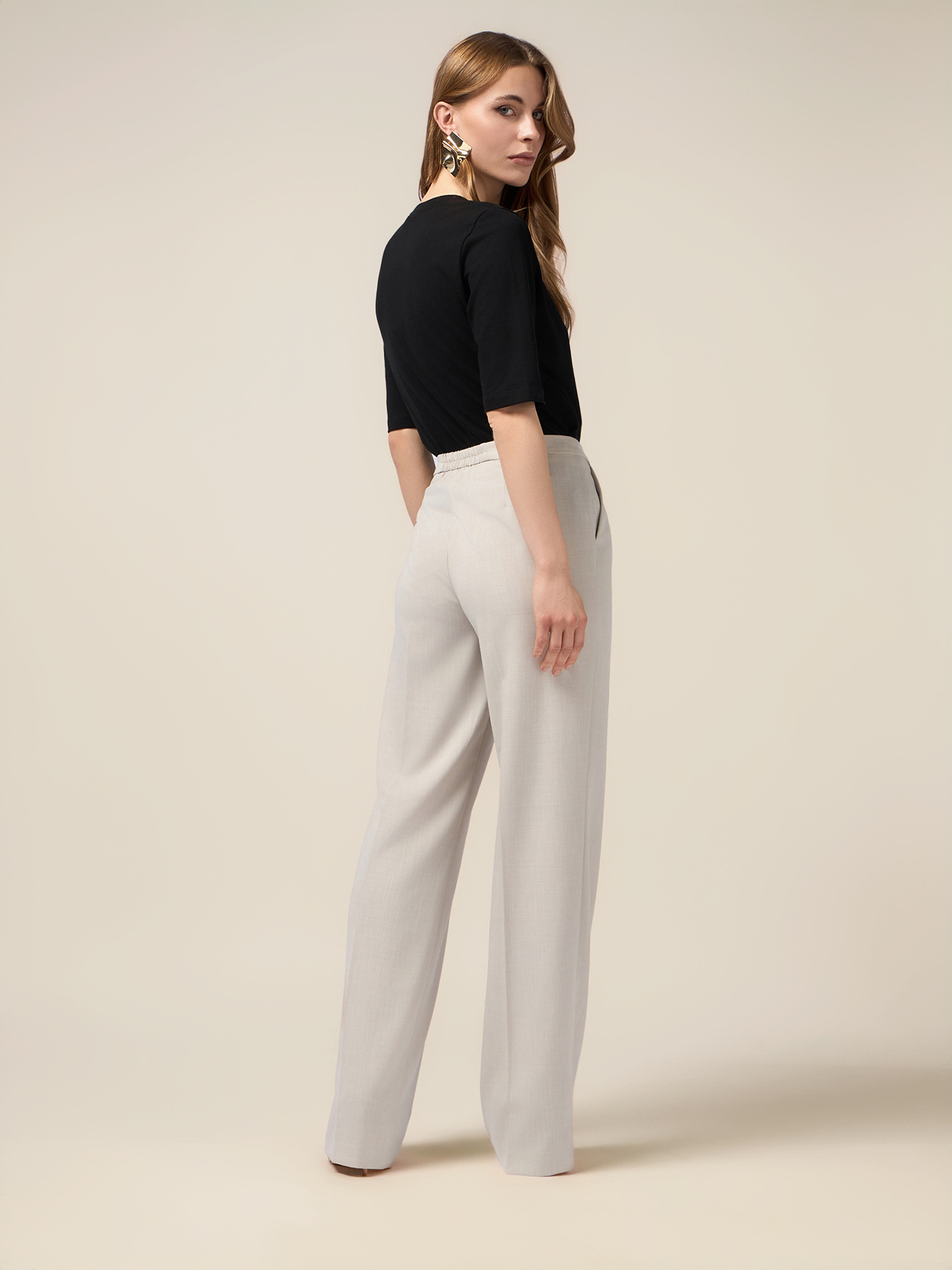 Pantaloni palazzo in tessuto fluido image number 1