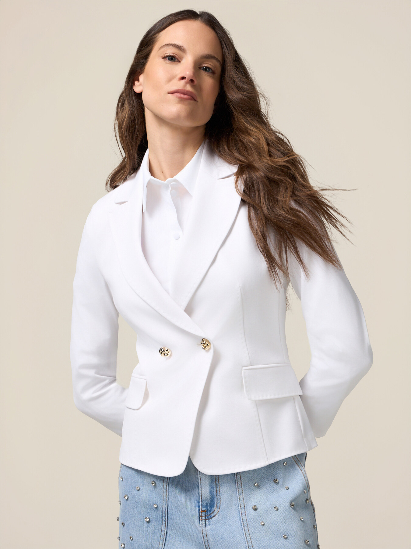 Blazer crois&eacute; en jersey milano image number 0